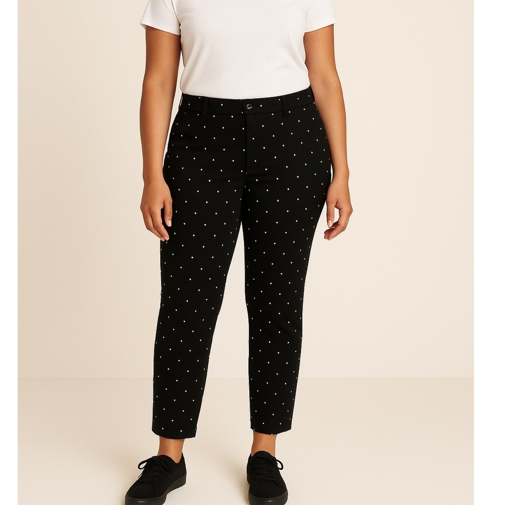 Old Navy Pixie Pants Black White Polka Dot Cropped Ankle Women's Size 12